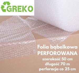 Folia bąbelkowa 25 cm 70 metrów perforowana co 25 cm 2 szt